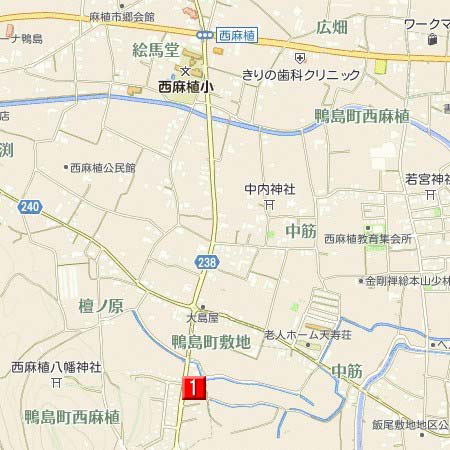 西麻植アパートＢ３ＬＤＫ現地地図