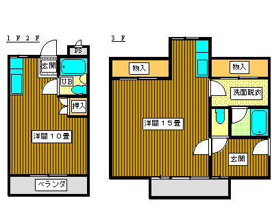 ワンルームアパートの間取図